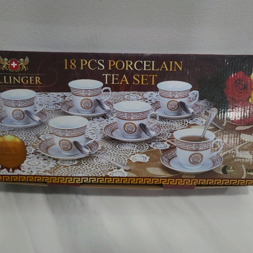 18pcs Porcelain Tea Set- 6 Cups 6 Spoons 6 Saucers